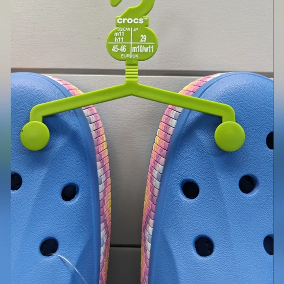 Crocs Bayaband Chevron Band Clogs Blue Multicolor swirl trim Sandals Men's 11